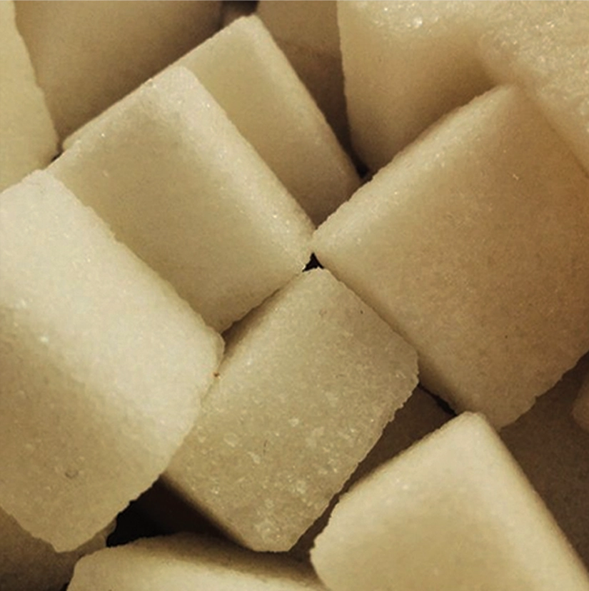 Macro view of D-mannose sugar cubes, a white crystalline natural ingredient clinically shown to help prevent UTIs by inhibiting bacterial adhesion to urinary tract walls.