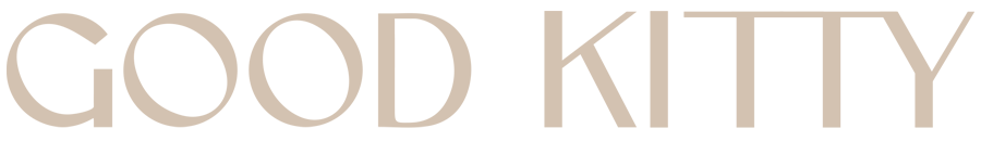 GOOD KITTY brand logo in a stylized nude font centered.  The minimalist design conveys elegance and contemporary branding for the GOOD KITTY lifestyle and wellness company.