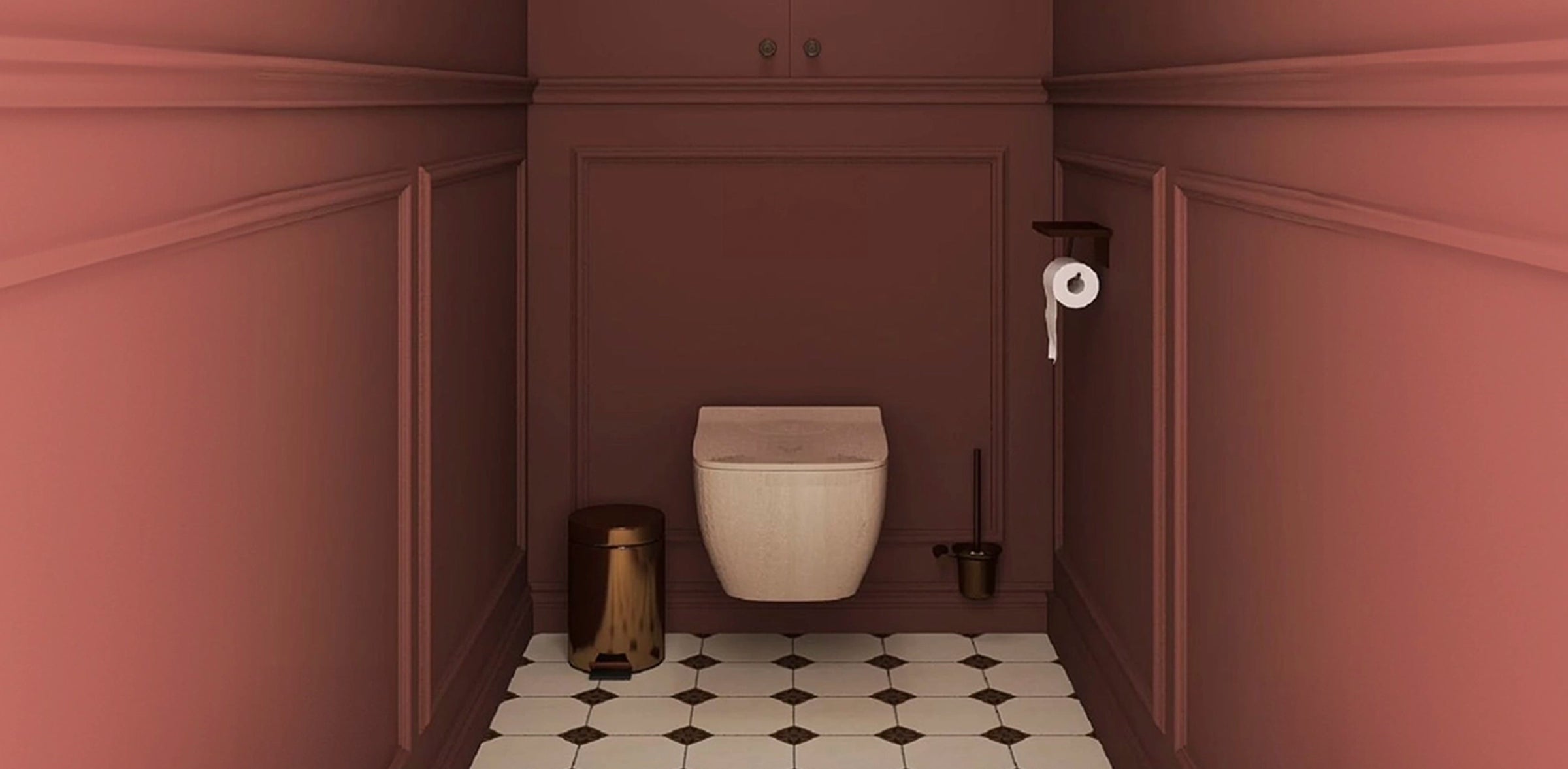 Woman's bathroom with toilet and toilet paper used to illustrate urinating after sex for UTI prevention.